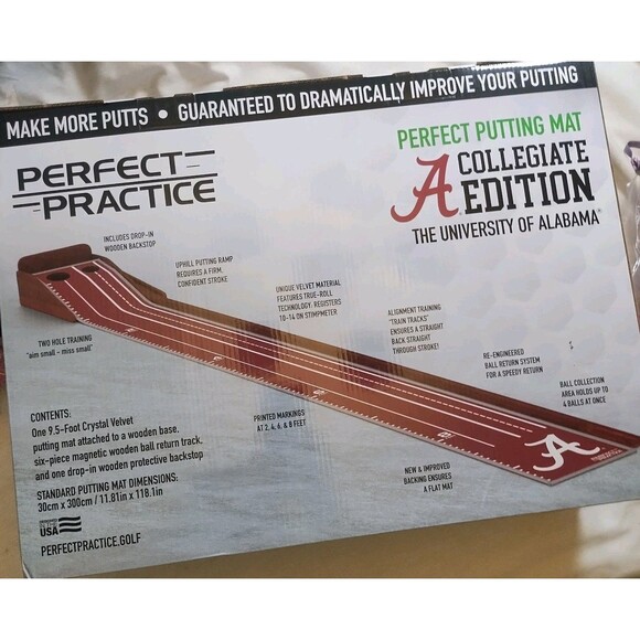 New Perfect Practice Collegiate Putting Mat 9'6" Dustin Johnson Golf - Alabama - Picture 3 of 4